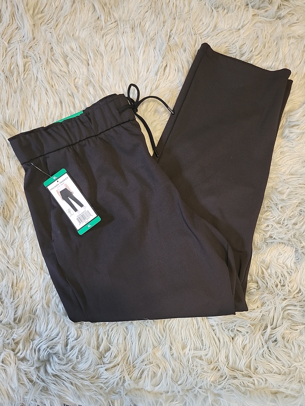 Hilary Radley Mid-Rise Drawstring Pull-On Stretch Black Pant with Pockets- XL